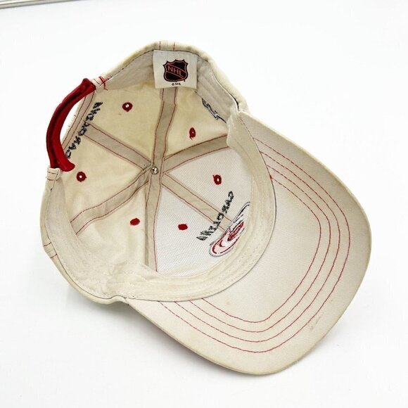 Carolina Hurricanes Youth Hat Cap NHL Hockey Ivory Red Signed Brim - Picture 6 of 7